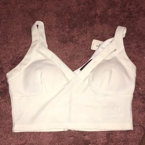 White v-neck crop top